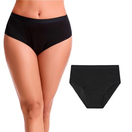 Let it flo Let it flo 1PK Ladies Period Briefs - Jacquad WB - 14 - Black