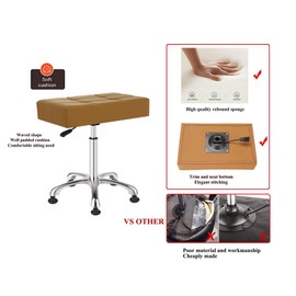 Kaleurrier Heavy Duty Stools with Bell Glides Backless Height Adjustable Stool - Swivel Stool Chair for Counter Bar Office Lab Home Kitchen Lab Clinic Dentist Classroom (Stationary Casters, Camel)