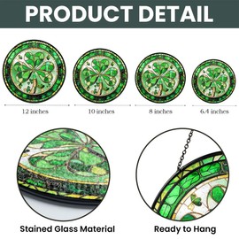 Shamrock Stained Glass Suncatcher, Shamrock Suncatcher, Shamrock Glass Hangings, Irish Decor, St. Patrick's Day Decoration, Shamrock Gifts Shamrock Suncatcher Ornament, Irish Ornament (8 inches)