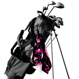 Toalla de golf para hombres y mujeres, diseño de flamenco rosa, toallas de golf para bolsas de golf con accesorios de clip, pelotas de golf limpias de tela de microfibra, grandes regalos divertidos para los fanáticos del club de golf, 24 x 15 pulgadas