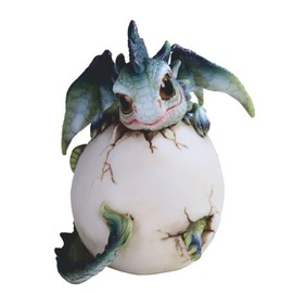 ICE ARMOR 4.5" H Green and Blue Dragon in Egg Statue Fantasy Decoration Figurine