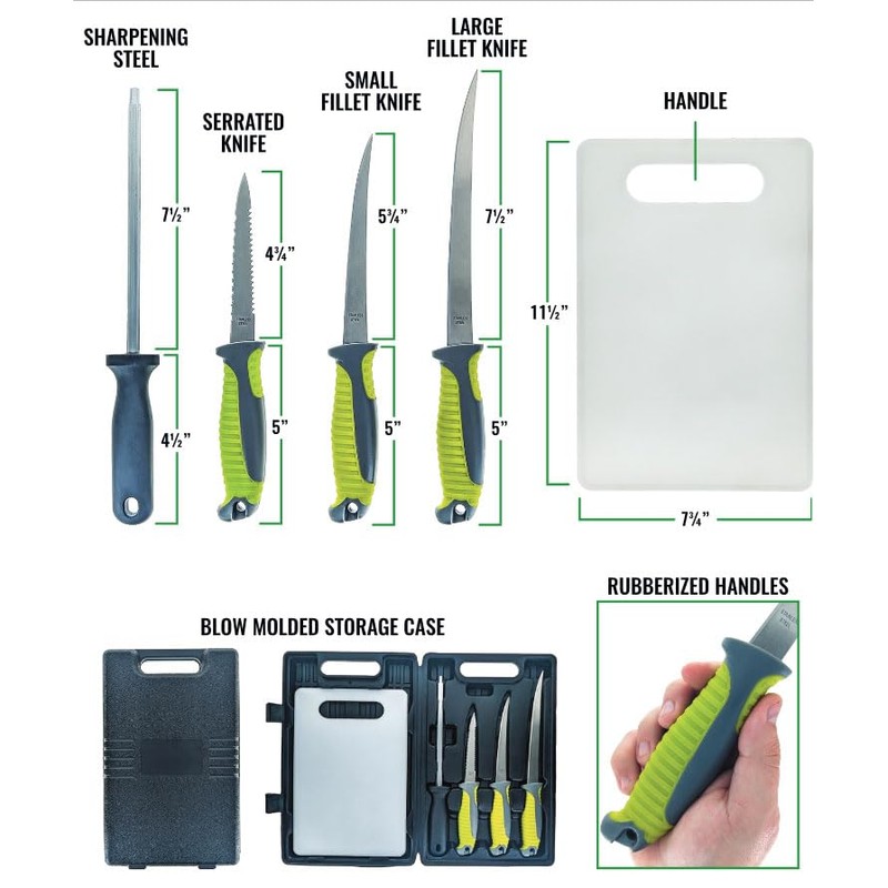 SE 5-Piece Fish Fillet Set, Multipurpose Set Ideal for Cleaning,