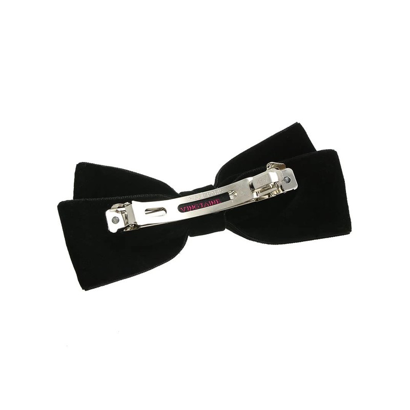 VINGTAINE H7640-BK- Barrette Ribbon, Velvet Hair Clip, Classical Hair Accessory,
