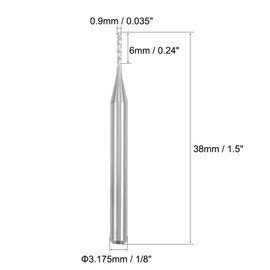 sourcing map 10Pcs 0.9mm Carbide End Mill Engraving Milling Cutter CNC Router Bits for PCB Machine, 1/8" Shank
