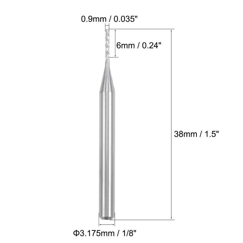 sourcing map 10Pcs 0.9mm Carbide End Mill Engraving Milling Cutter