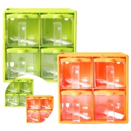 Multi Seasoning Set 4-Piece 2-Tier Kitchenware Square Seasoning Container Orange