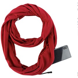 World of Scarfs Hidden Zipper Secret Pocket Scarf Snood Wrap (Maroon)