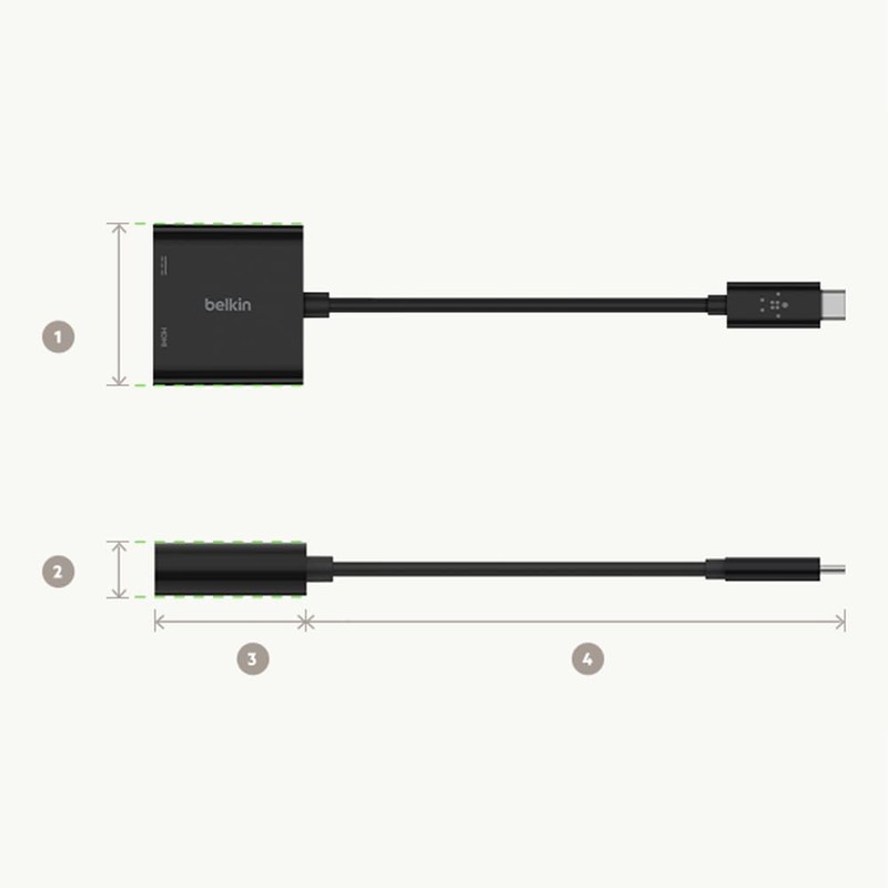 Belkin AVC002btBK Adaptador USB-C a HDMI + Carga, Negro