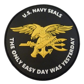 US Navy Seals The Only Easy Day Was Yesterday DEVGRU NSWDG Morale PVC 3D Touch Fastener Patch (Multicoloured)