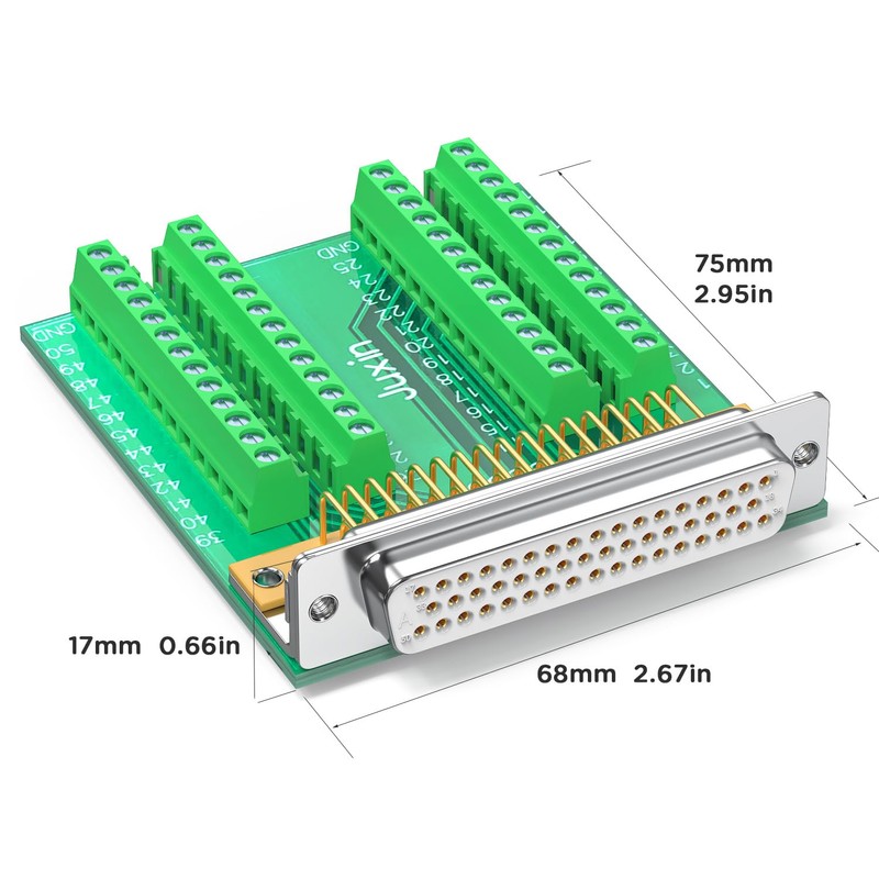 JUXINICE DB50 Female Connector to Terminal Block, HDB50 Breakout Board