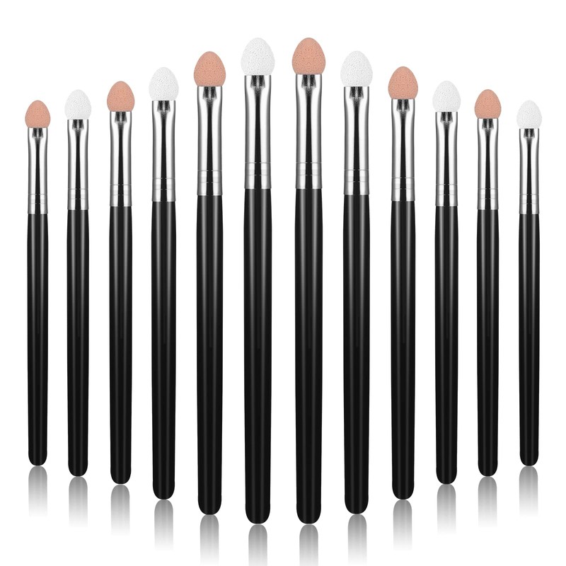 Sibba Sponge Eye Makeup Brushes, 12 Pieces Black Double Sided
