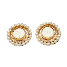 Set of 4 Pearl Moti Design T Light Holder Candle Stand Tealight T-Light Holders for Indian Traditional Festival Decorations Lighting Accessories Wedding Home Decor (Without Wax)(White)(Size:-3'')