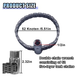 BDZMC Automotive Oil Filter Chain Wrench, Adjustable Pipe Wrench Spanner, Double Chain Sleeve Type Automotive Repairing Removal Tool, Universal Car Accessories Max for 5 Inches