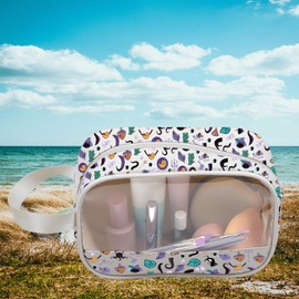 PXTIDY Kosmetiktasche mit Aufschrift "Purple Sea Witch" aus der Bad Queen-Serie, wasserdicht, Kulturbeutel, Bösewichte, Kosmetik-Organizer, weiß, Transparente Make-up-Tasche