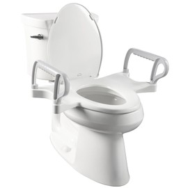 Bemis Assist Toilet Seat with Built-in Support Handles, Hinges Never Loosen, Fits Round and Elongated