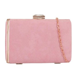 UShopUK Faux Suede Hard Case Bridal Prom Wedding Evening Clutch Party Purse Hand Bag (Blush Pink)
