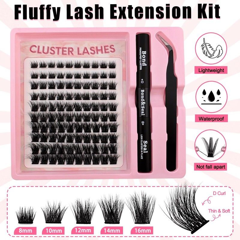 100 Pieces DIY Eyelash Extensions Set 8-16 mm Mixed Fluffy