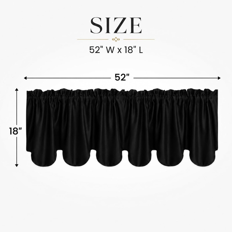 Aquazolax Kitchen Valances for Windows Readymade Blackout Window Scalloped Valance