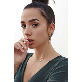 Long Asymmetric Natural Stone Amethyst Onyx Green Tiger Eye Semi Precious Stone Earrings for Women, Gold, Amethyst, Green Onix Tiger's Eye, Moonstone