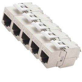 1aTTack.de Keystone Cat.6a 180 tool-free insulation displacement connector to RJ45 socket AWG 23 to AWG 26 shielded ronze nickel-plated zinc alloy compatible with Cat5 Cat6 Cat7 Cat8 silver 5 pieces