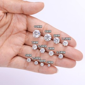 Moissanite Stud Earrings Screw Back 2.4CT 7MM*2 18K White Gold Plated S925 Sterling Silver Round Cut D Color VVS1 Clarity Lab Created Moissanite Diamond Hypoallergenic Earrings for Women Men