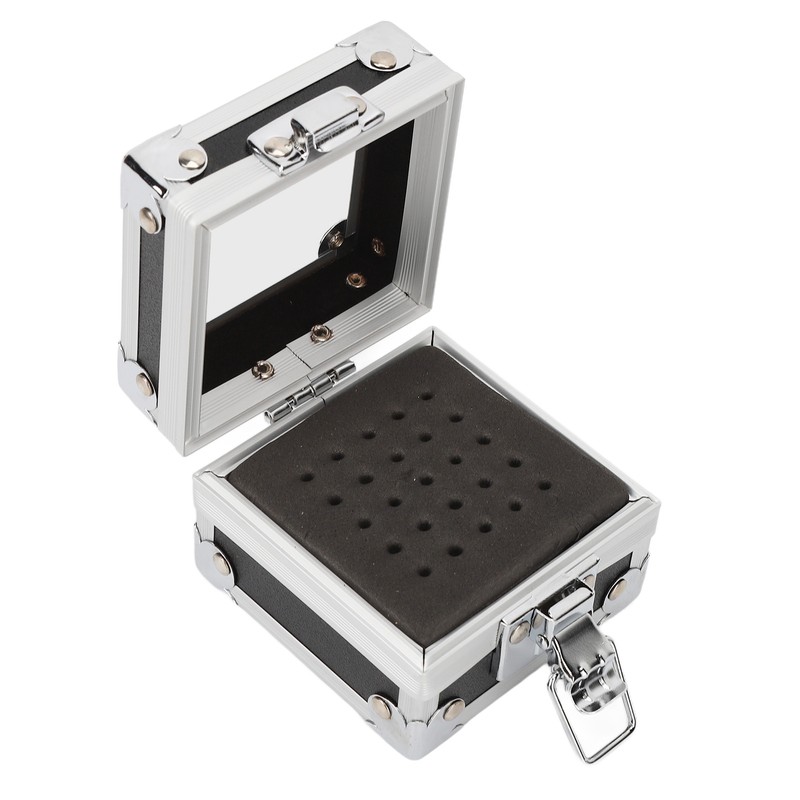 Nail Drill Bits Storage Box 25 Holes Transparent Clamshell Lock