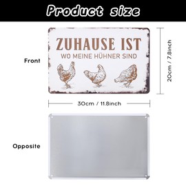 Retro Tin Sign Chickens, Chicken Sign, Chicken Metal Tin Sign for Chicken Coop, Farmhouse, Warning and Garden Sign as Chicken Decoration, 20 x 30 cm