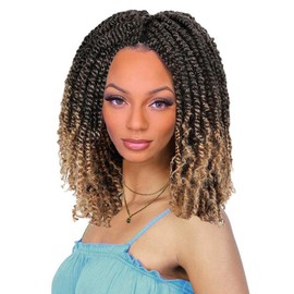 COOKOO 12 Inch Ombre Blonde Micro Twist Crochet Hair 8 Packs Pre-twisted Mini Passion Twist Crochet Hair Pre-looped Senegalese Twist Hair With Curly Ends Synthetic Hair Extensions for Women(1B/27#)