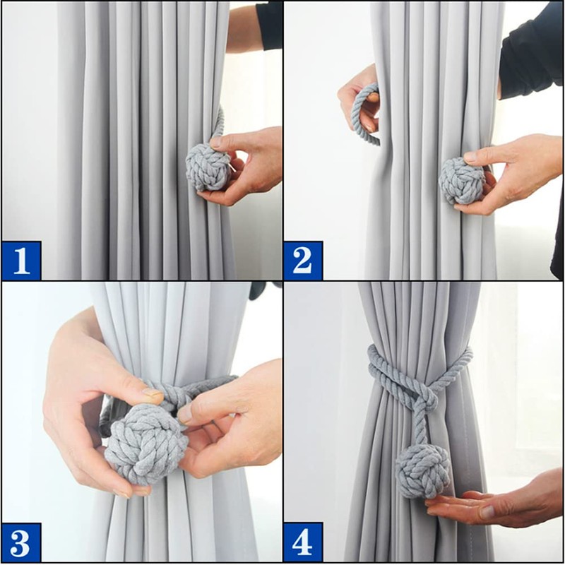 Himtop A Pair of Curtain Rope Tiebacks Hand Knitting Curtain