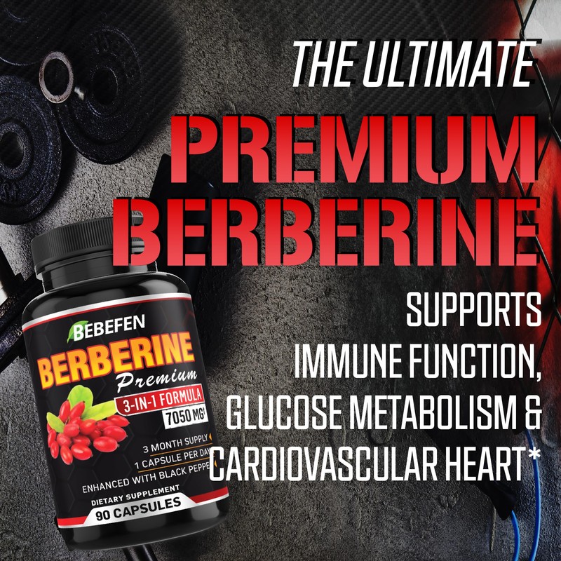 Berberine Extract Capsules - 7050mg Formula Pills with Black Pepper