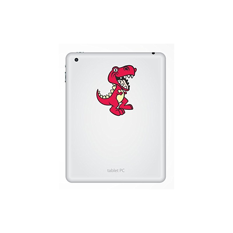 2 x 10cm Happy Pink T-Rex Dinosaur Vinyl Sticker Laptop