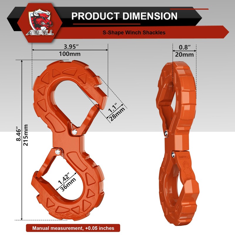 AMBULL 3/8 Tow Hook, Winch Hook for Off-Road Recovery, Towing
