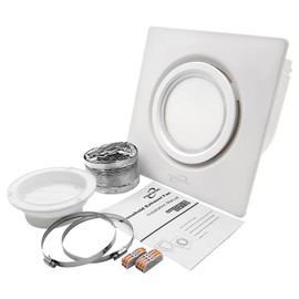 POWERENG Bathroom Exhaust Ventilation with Light,164 CFM 0.7Sones Quiet Ceiling Mount Ventilation Fan,6000K 8W LED,White,110V Vent Fan Ceiling