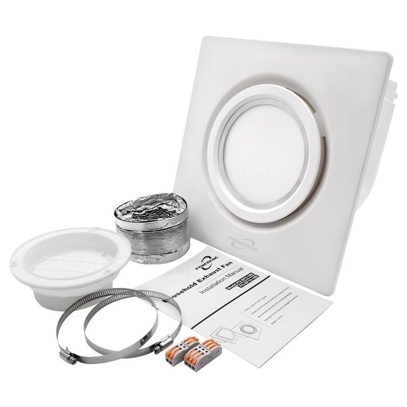 POWERENG Bathroom Exhaust Ventilation with Light,164 CFM 0.7Sones Quiet Ceiling