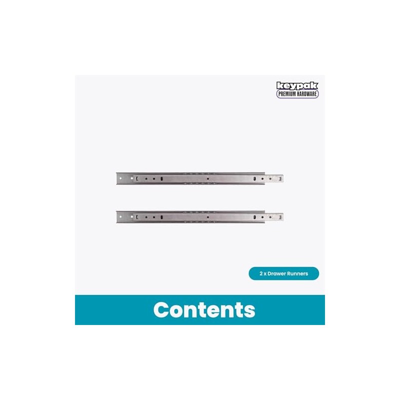 Keypak 2 Pack Zinc Plated Ball Bearing Drawer Runners -