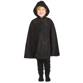 Charlie Crow Black Cloak or cape with hood for Kids 7-9 years