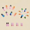 Coffin Press on Nails Medium Length Fake Nails Acrylic Colorful