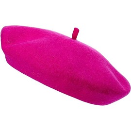 reshmena® Adult Beret Hat Women French Style Wool Hat Plain Classic Color Berets Hat's Unisex Soft Warm Outdoor Vintage Artist Hat's Beanie Unisex Beret Fuchsia