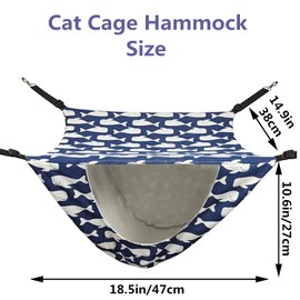 Pet Cage Hammock, 2 Tier Hanging Breathable Small Animal Sleeping Bag Cat Cage, Chair Hammock with Adjustable Belt, for Puppy Kitten Rabbit (Blue Whale)