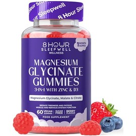 Magnesium Glycinate Gummies – 60 Vegan & Sugar-Free for Adults - Glycinate 3-in-1 Gummies with B6, Zinc & D3 – 240mg Elemental Magnesium for Sleep, Stress, Muscles & Bones Support