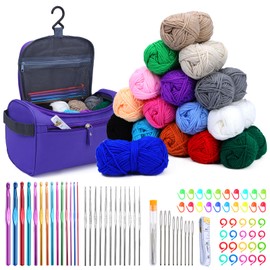 Doxiru Crochet Kits for Beginners, Crochet Hooks Set, 0.6-10.0mm Complete Professional Crochet Hook Kit Knitting Starter Kit Crochet Yarn with Crochet Bag for Crocheting