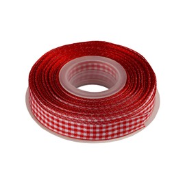 Joycrosso 5/8 Inch Wide Red and White Gingham Ribbon Plaid Ribbon, great for Gift Wrapping Home Décor Floral Arrangement, 25 Yards-Roll