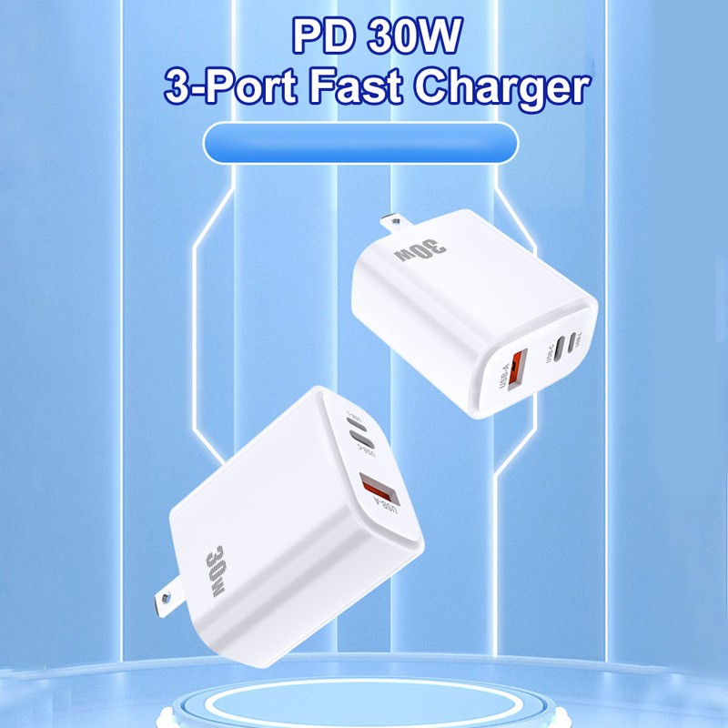 PD30W Dual Fast Charging Plug, PD3.0 Fast Charging Protocol, High-efficiency,