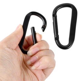 6 PCS Carabiner Clips (68mm) - Aluminum Carabiners in Black for Hammocks, Keychains, Camping, Fishing, Swings, and Hiking Accessories - Screw Lock Carabiner Hooks