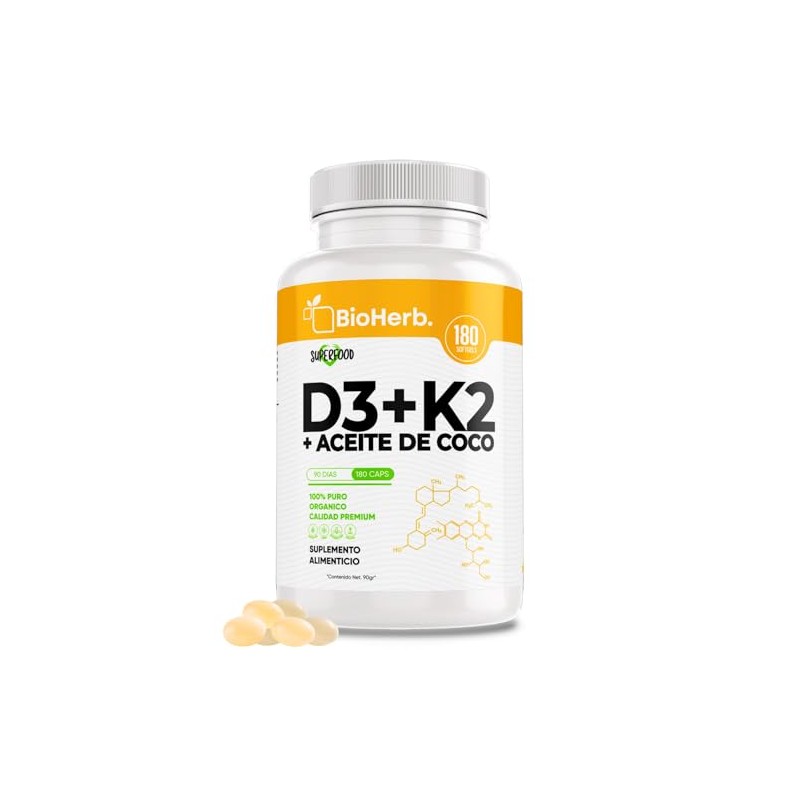 BioHerb® | Vitamina D3 + K2 (MK-7) con Aceite de