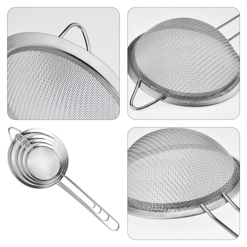 4-Piece Strainer Set with 4 Hooks, Stainless Steel Strainer, Kitchen