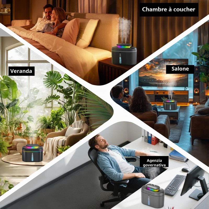 AMZBOSS 2L umidificatore ambiente,umidificatore ambiente bambini<28db