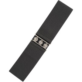 Ro Rox Retro Vintage Belt | Elastic Women's Accessories | Stretchy 50s Nurse With Silver Buckle & Clasp | Waist Belt For Dress | Wide Belt Design | Elasticated Belt For Women & Ladies, Charcoal Grey,L
