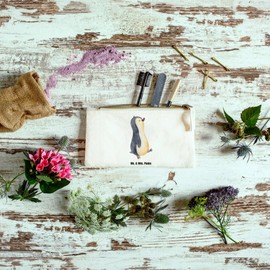Parent-New Mr. & Mrs. Panda S Makeup Bag Marching Penguin, White, Hand drawn