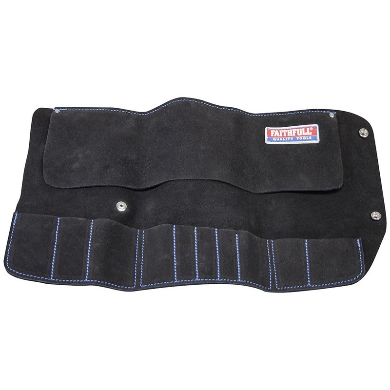 Faithfull 10 Pocket Black Suede Leather Tool Roll